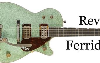 Photograph of an electric guitar with the words Rev Ferriday.