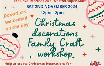 Poster from the RNLI advertising their Christmas decorations craft workshop