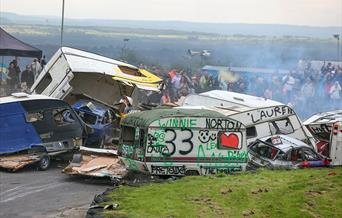 Caravans smashed into each other at a banger racing event