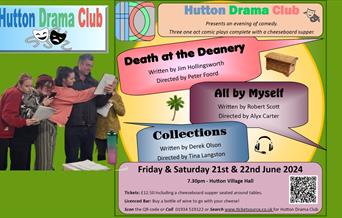 Poster for the summer play at Hutton village Hall