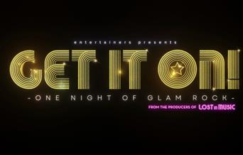 Background is black with the title is gold with the subtext is white with a small glow and pink with a small glow.