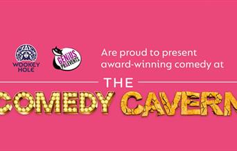 Comedy Cavern poster in bright pink.