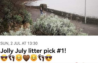 Photograph of Marine Lake with flowering plants and event information, including emojis