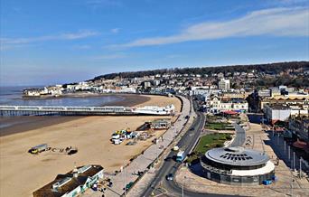 Aerial view of Weston-super=Mare seafront taken from the Skyview viewing wheel