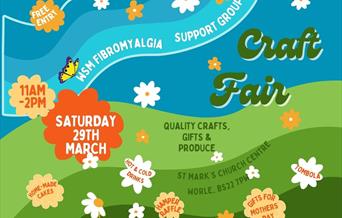 Flowery poster advertising Spring Craft Fair 29th March 11am to 2pm at St mark's church BS22 7PW