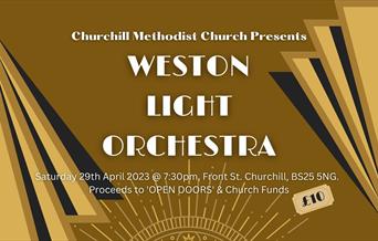 Weston Light Orchestra Concert - designed poster in gold.
