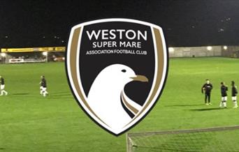 Weston super Mare AFC football pitch and logo.
