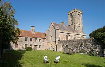The outside and grounds of Woodspring Priory
