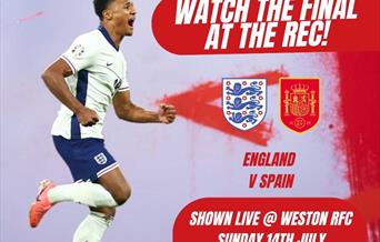 Photo of football player and event information.