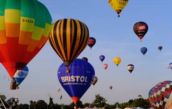 Hot air balloons taking off at Bristol Balloon Fiesta