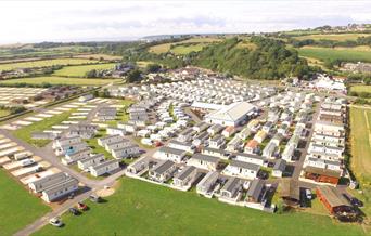 Riverside Holiday Village aerial shot Visit Weston-super-Mare caravans rural park countryside