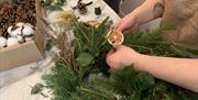 Christmas Wreath being made