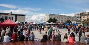 A crowded Italian Gardens in Weston-super-Mare for the eat:Festival
