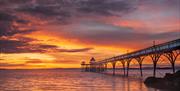 A dramatic sunset over Clevedon Pier