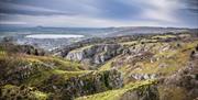 View over the top of a gorge with a circular reservoir