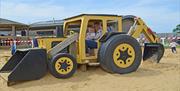 Exploring a tractor digger at Puxton Park