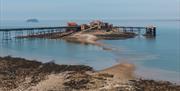 An elevated view over a decaying island pier