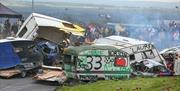 Caravans smashed into each other at a banger racing event