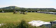 View of camping field with children's play area