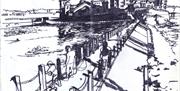 Illustration in black and white of Marine Lake Weston