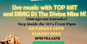 featuring the one and only Divine Miss M drag DJ, spinning the hottest tracks and setting the lawns on fire   live music by Top Kat party band , enjoy