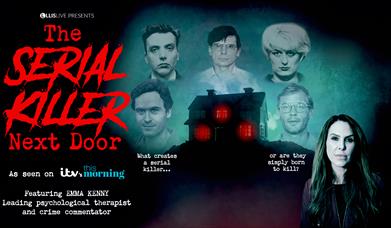 The Serial Killer Next Door poster with photos of the UKs most prolific killers
