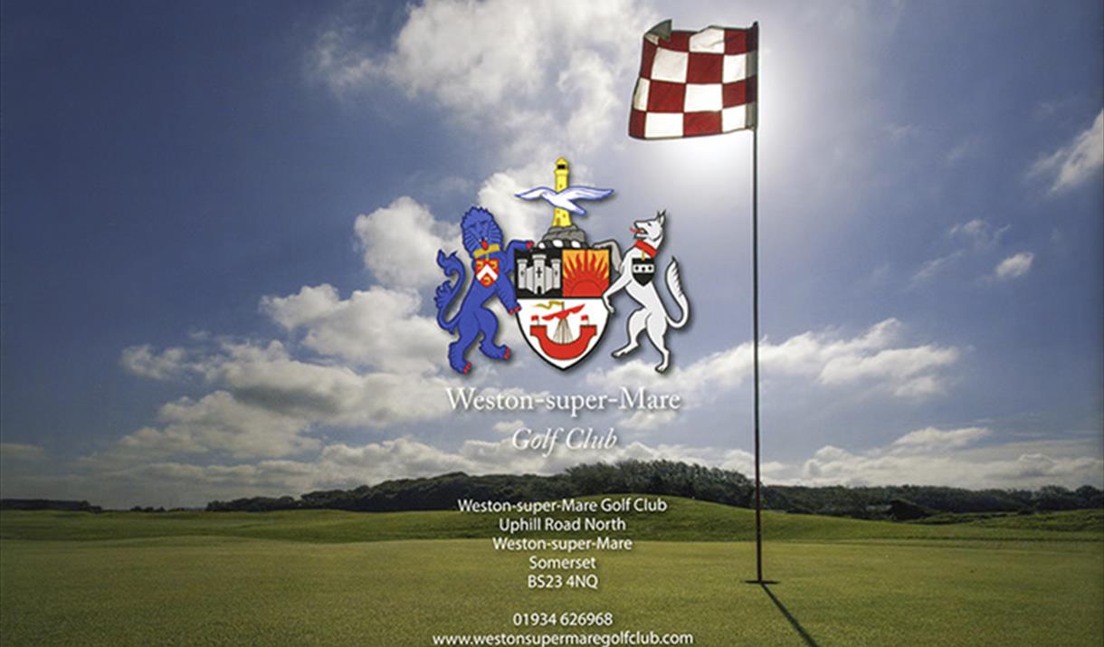 A golf hole with the Weston-super-Mare crest superimposed