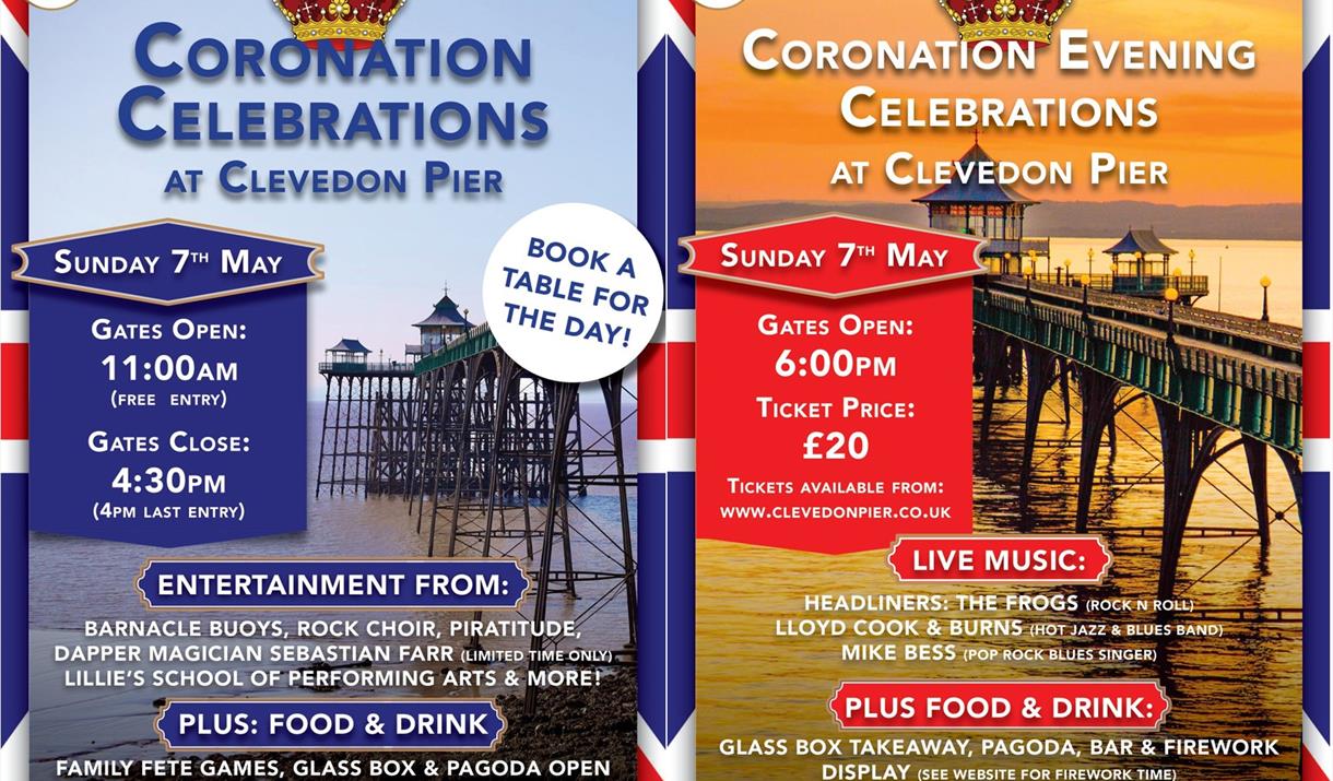 Double poster showing Clevedon Pier's Coronation celebrations