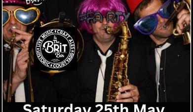 Doctor Chocolate at The Brit poster with musicians playing instruments and wearing fancy dress props.