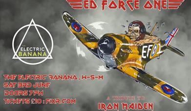 Poster advertising Ed Force One a tribute act for Iron Maiden