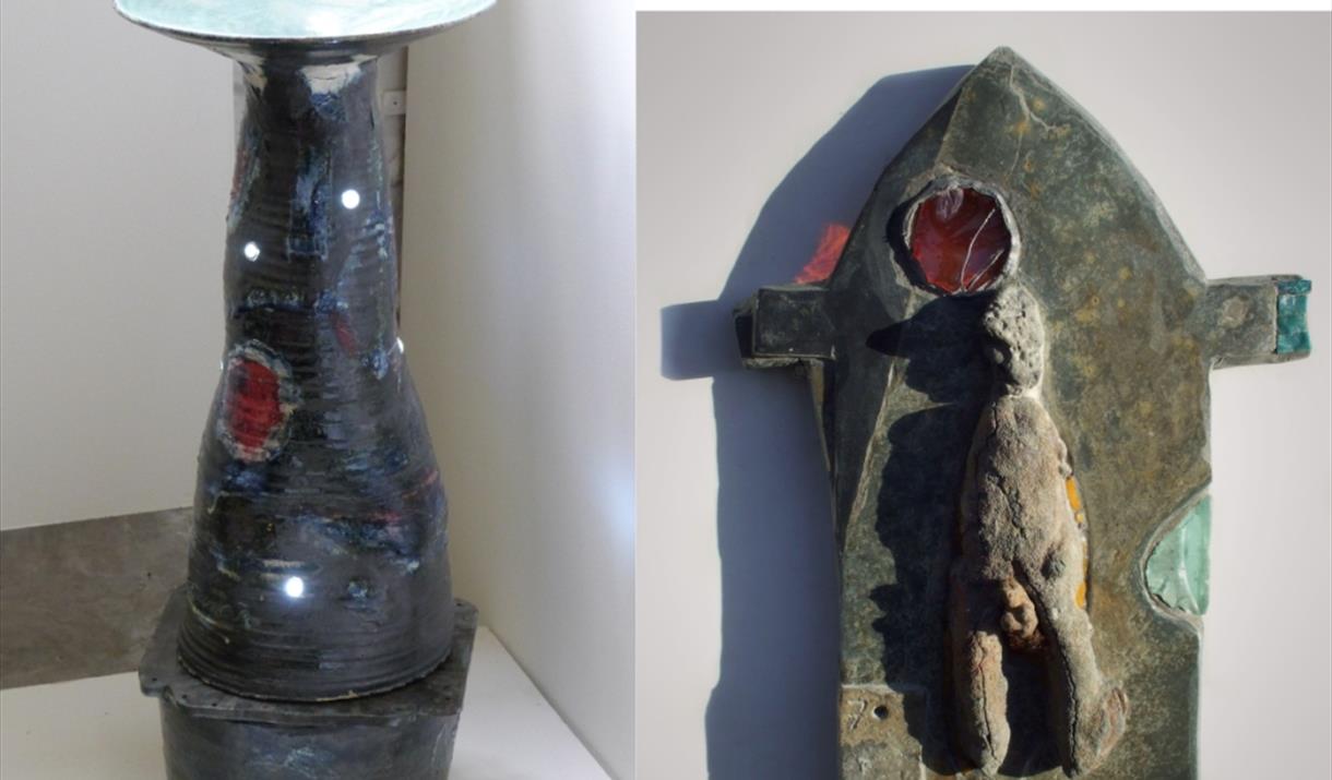 'Birdbath' by Sinclair Taylor and 'Opposing Forces (Iron Man)' by Helen Nock