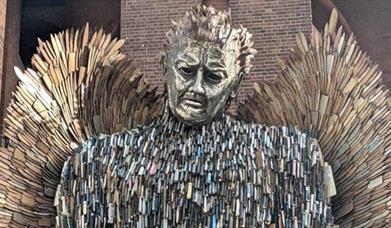 Angel statue made up of thousands of knives