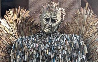 Angel statue made up of thousands of knives