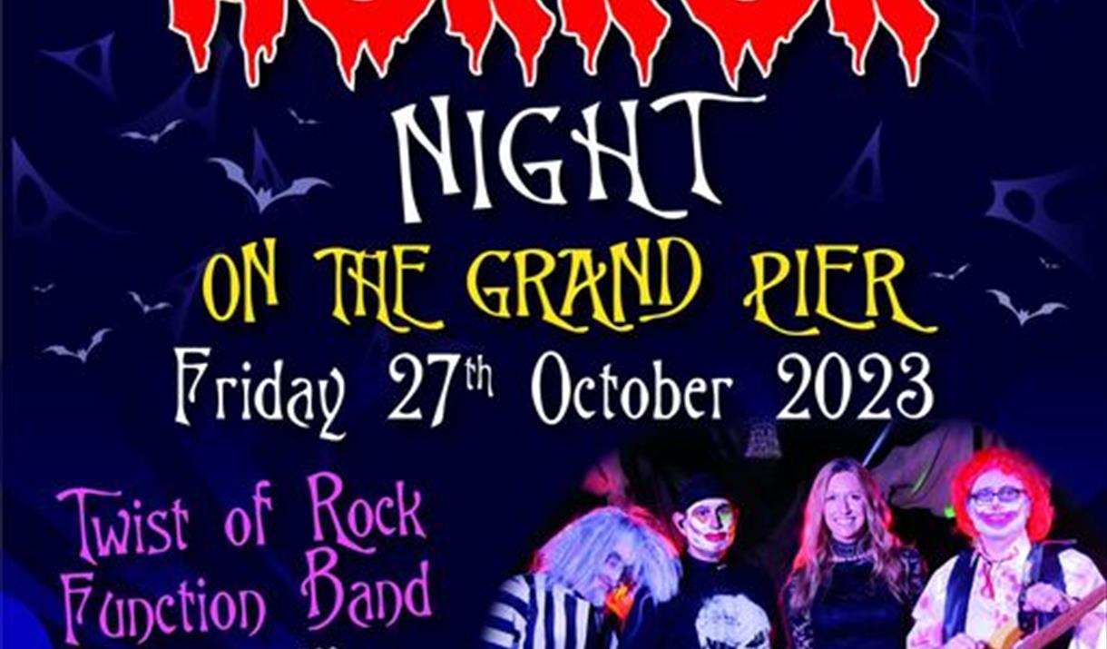 Poster written in Halloween script depicting a Rocky Horror Night