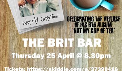 Samantics at The Brit - poster with photograph of child, a mug of tea against a wooden background/table.