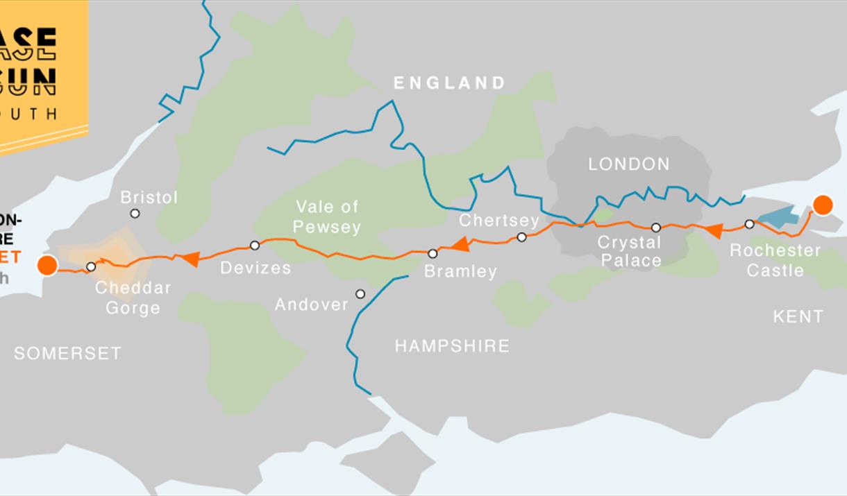 A map showing the route of the cycle ride