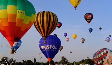 Hot air balloons taking off at Bristol Balloon Fiesta