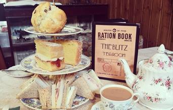 Blitz tearoom Weston-super-Mare 1940s cafe interior decor cream tea menu