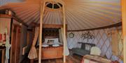 Wall Eden Farm Adventure Holidays Self Catering Visit Weston-super-Mare yurt bedroom four poster bed
