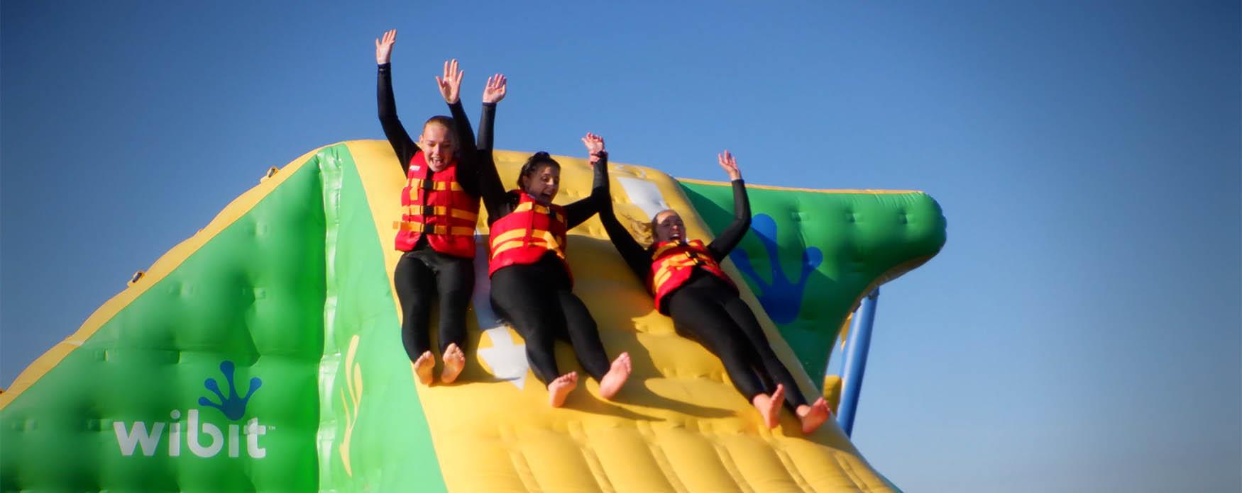 Bewl Water People on Water Slide in Wealden