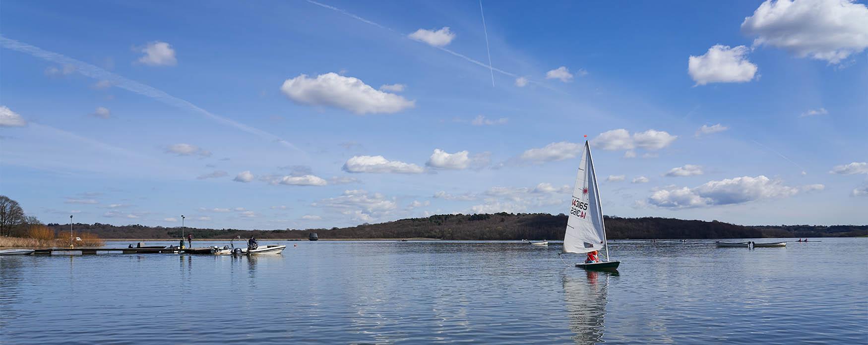 a sailing boat on the lake at bewl water