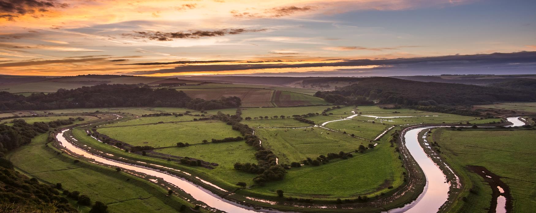 Image of Cuckmere Haven at the South Downs at sunset