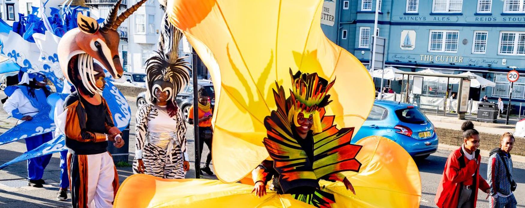 A group of carnival artists in the street