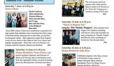 leaflet of summer events for St Nicolas Church Pevensey