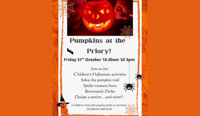 A promotional poster for the event Pumpkins at the Priory