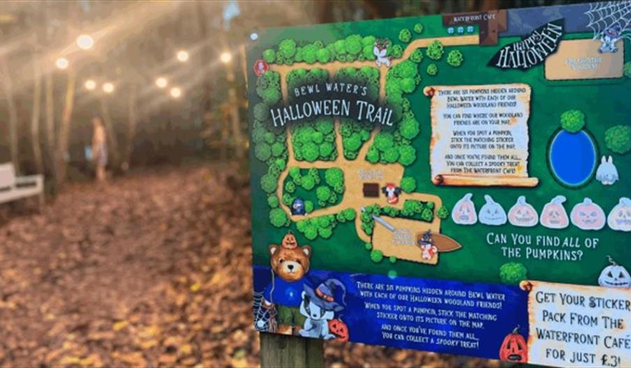 A poster of the Bewl Water Halloween Trail, in the middle of the woods