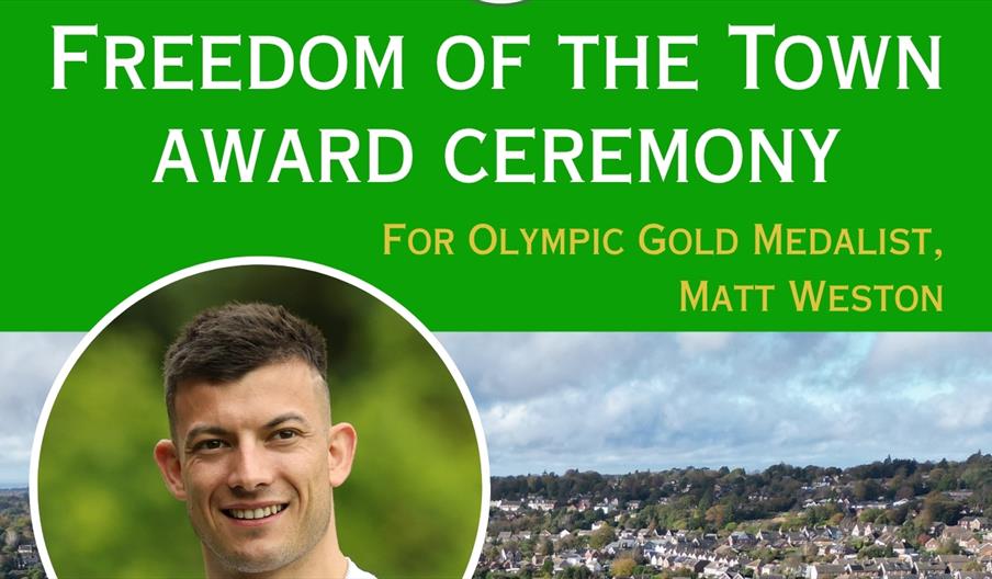 a promotional poster for the Freedom of the Town Award Ceremony for Olympian Matt Weston