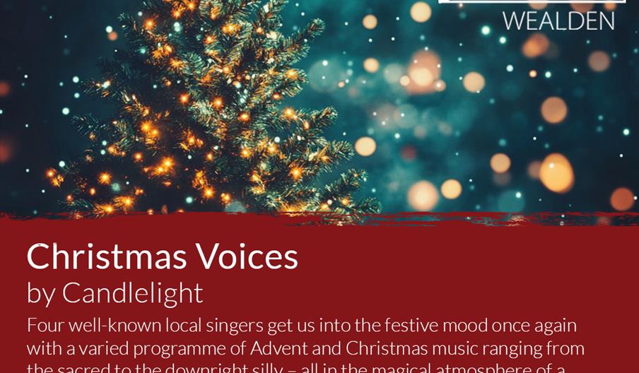 A promotional poster for the concert 'Christmas Voices by Candlelight' from Music Box Wealden, at St Andrew's Church in Alfriston on 6th December at 3