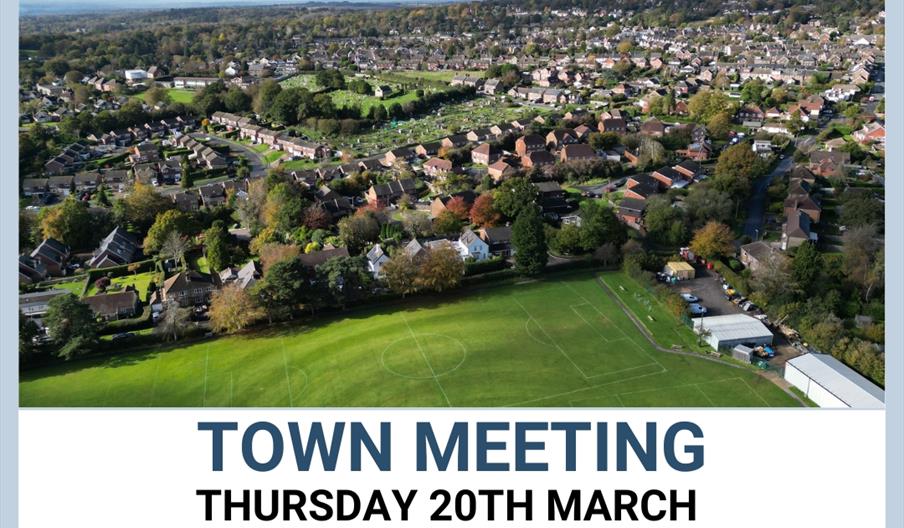 Arial photograph of Crowborough with details of the Town Meeting