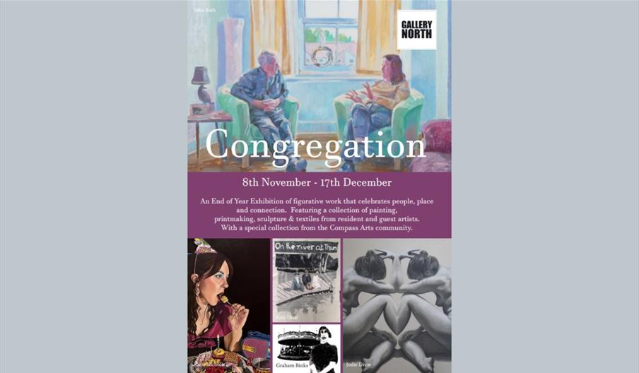 A poster for the exhibition entitled 'Congregation' at Gallery North